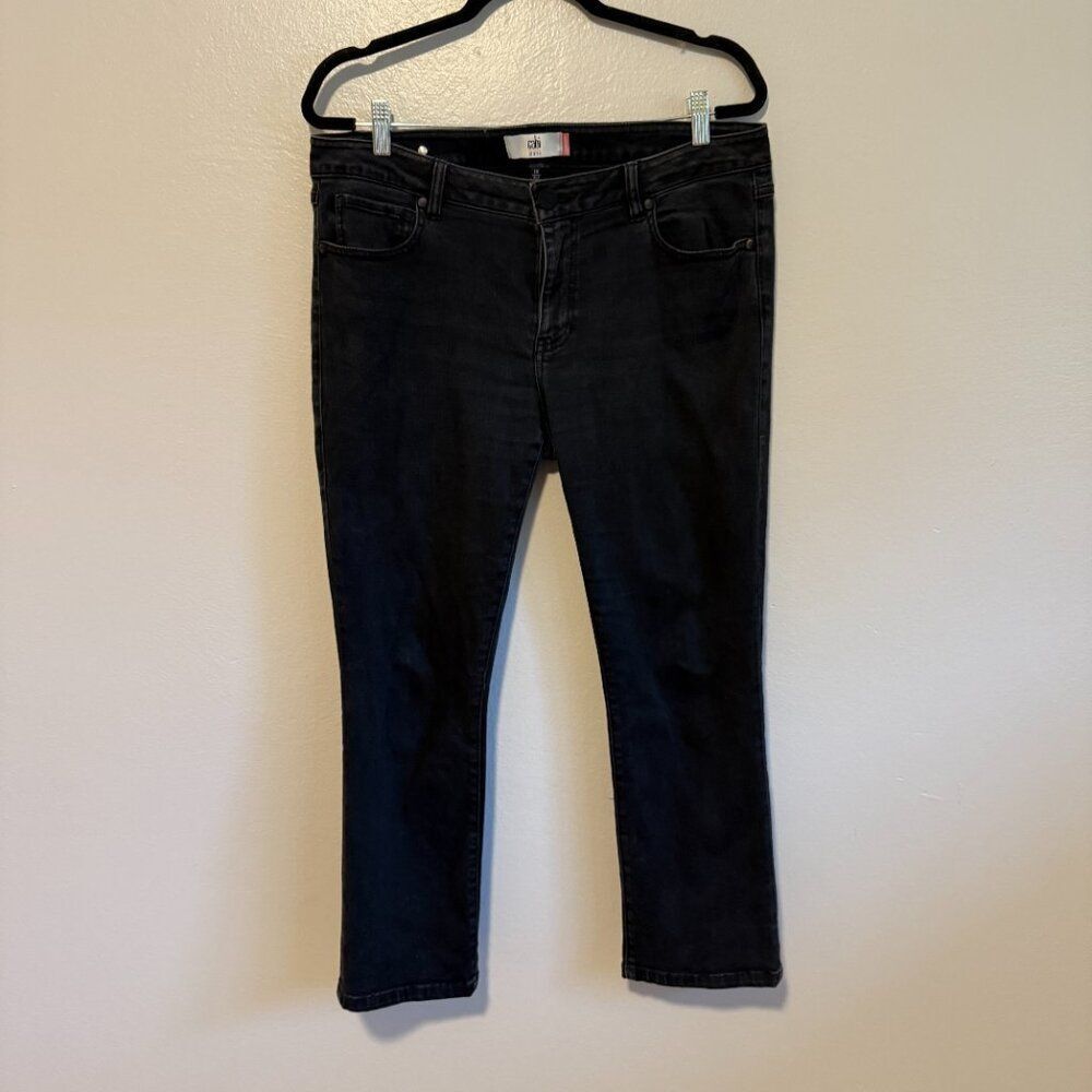 Cabi The New Crop Jean Women's Size 12 Stretch Denim Slim Leg Mid Rise Black